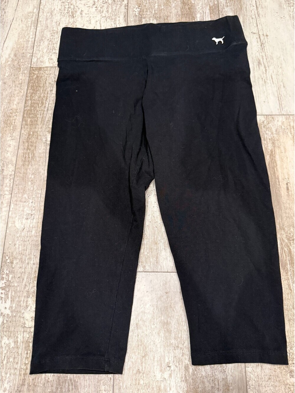 Victoria's Secret PINK Yoga Womens L Black Crop Leggings Y2K